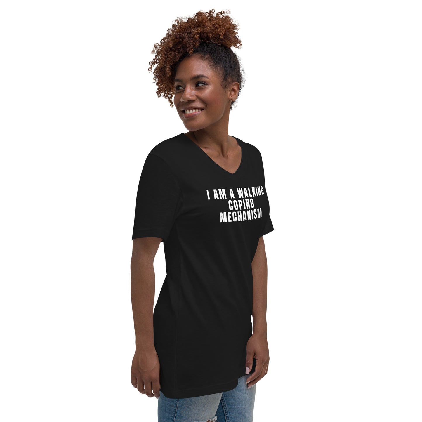 I AM A Walking Coping Mechanism Unisex Short Sleeve V-Neck T-Shirt