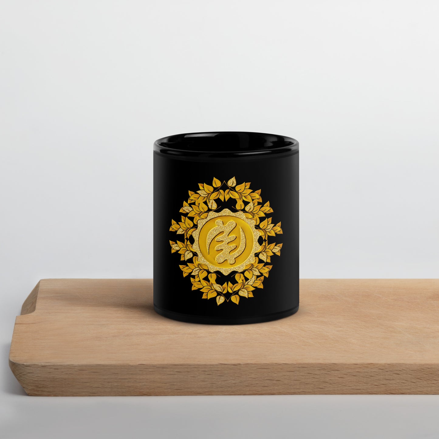 Golden Gye Nyame- God is Supreme Black Glossy Mug