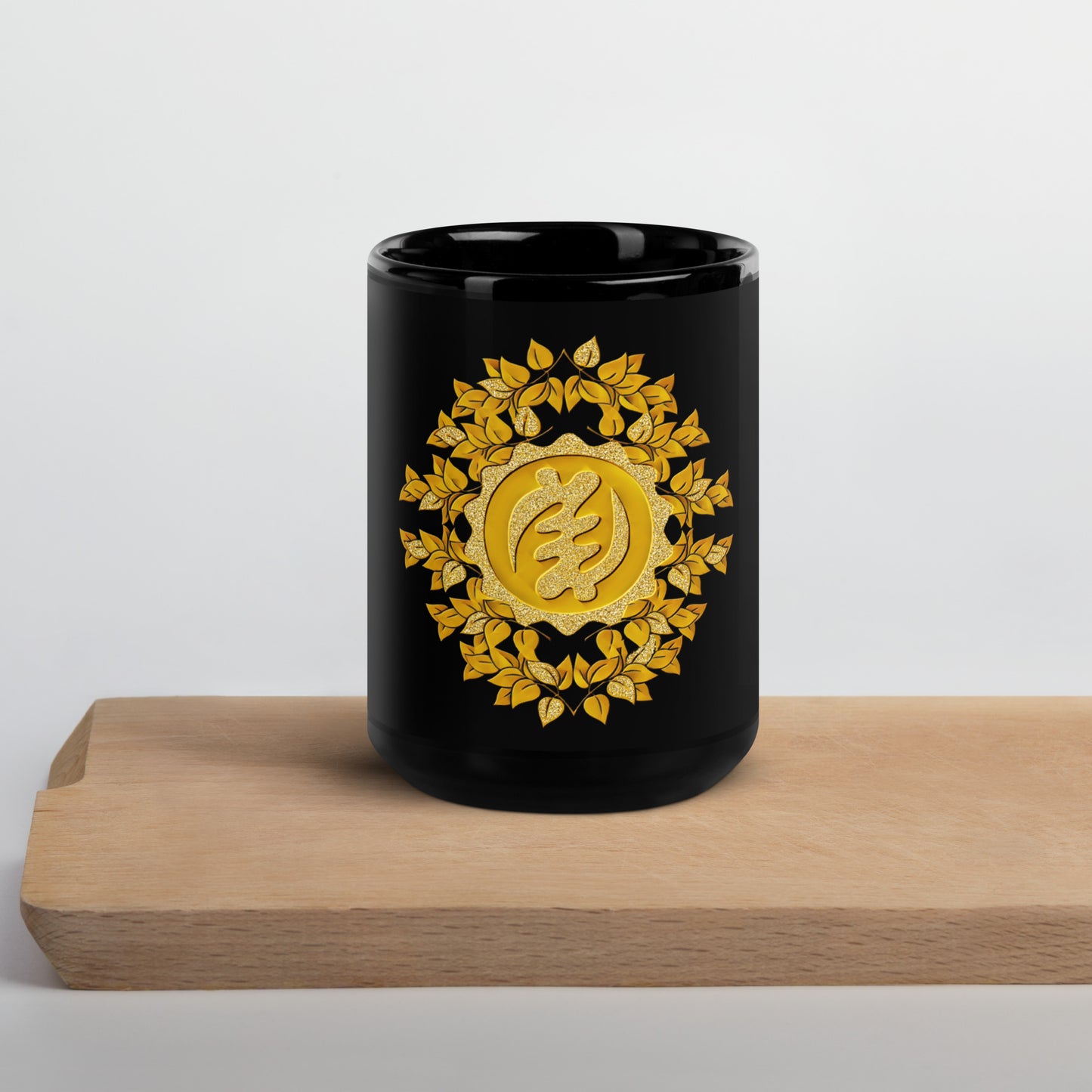 Golden Gye Nyame- God is Supreme Black Glossy Mug