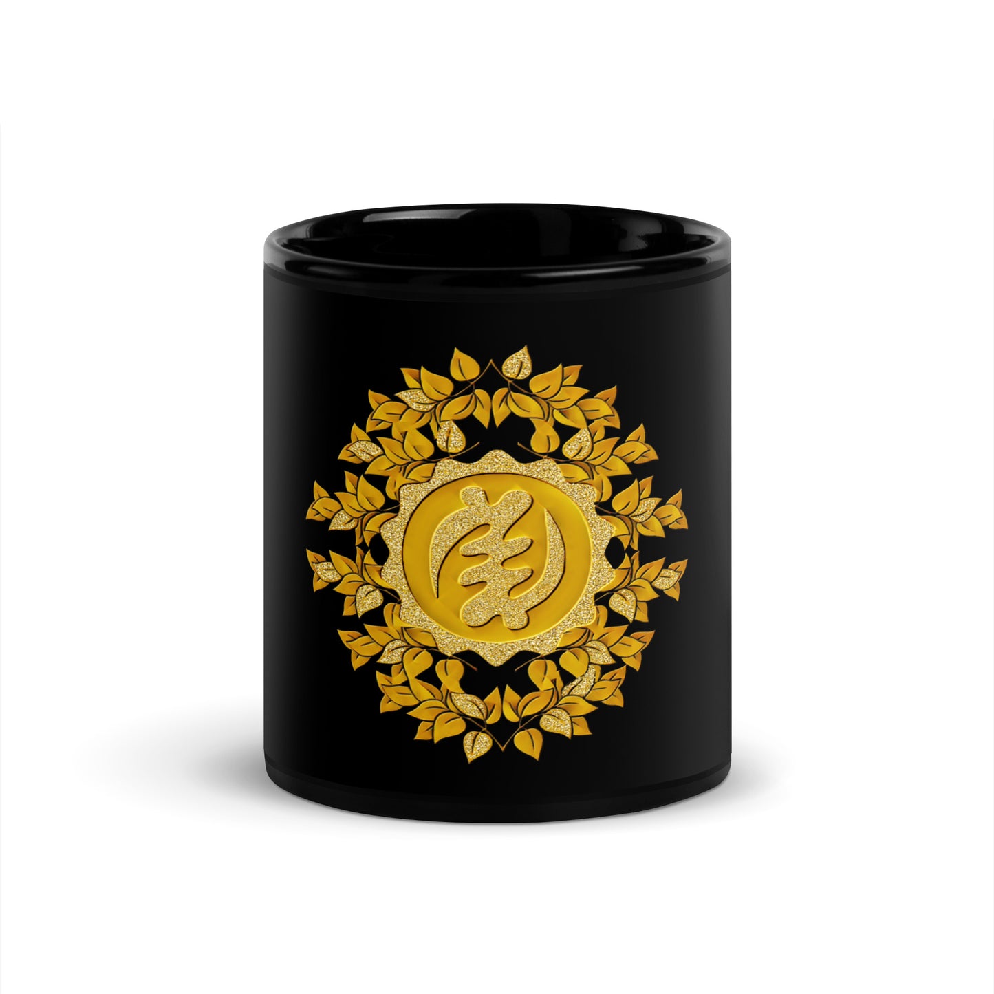 Golden Gye Nyame- God is Supreme Black Glossy Mug