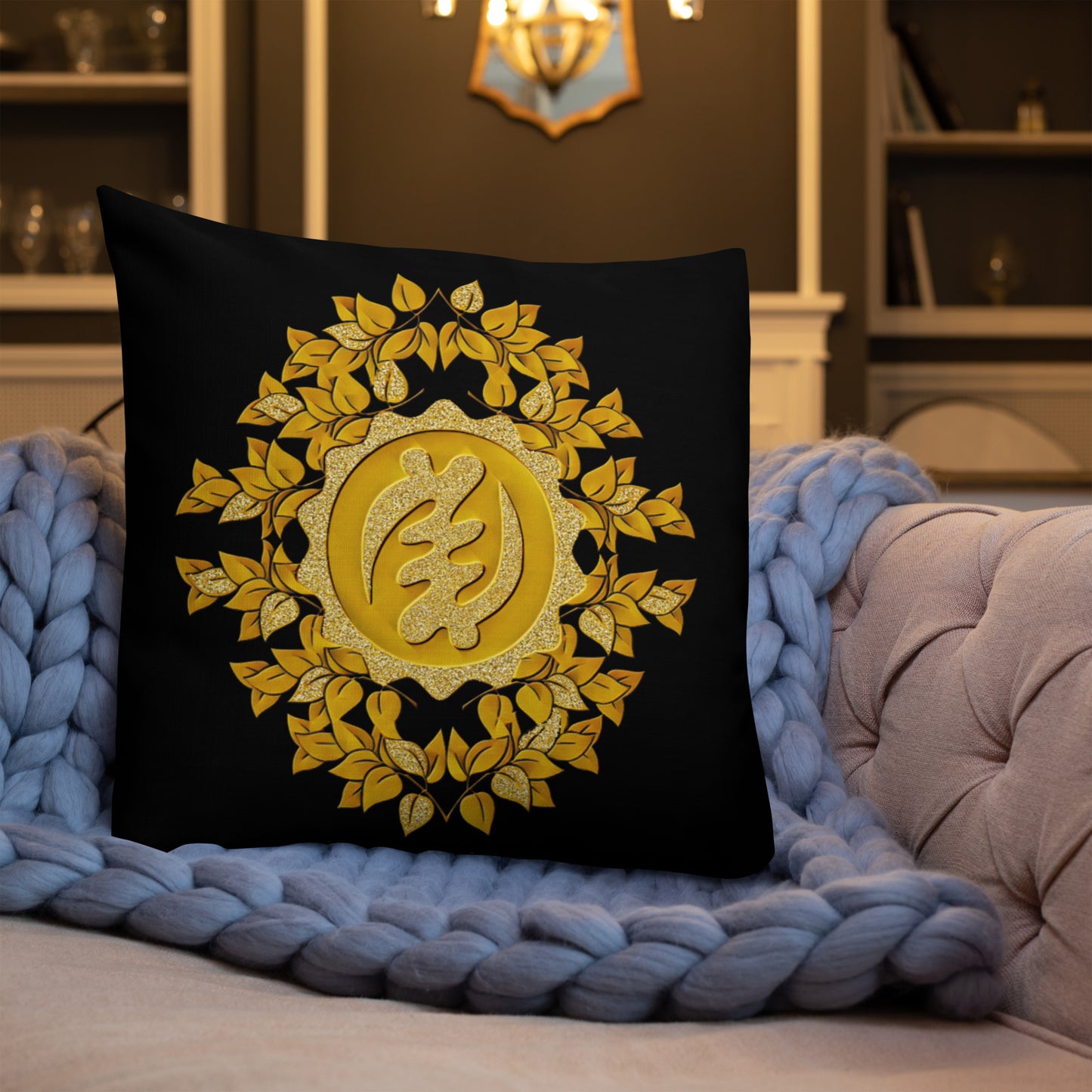 Golden Gye Nyame- God is Supreme Premium Pillow