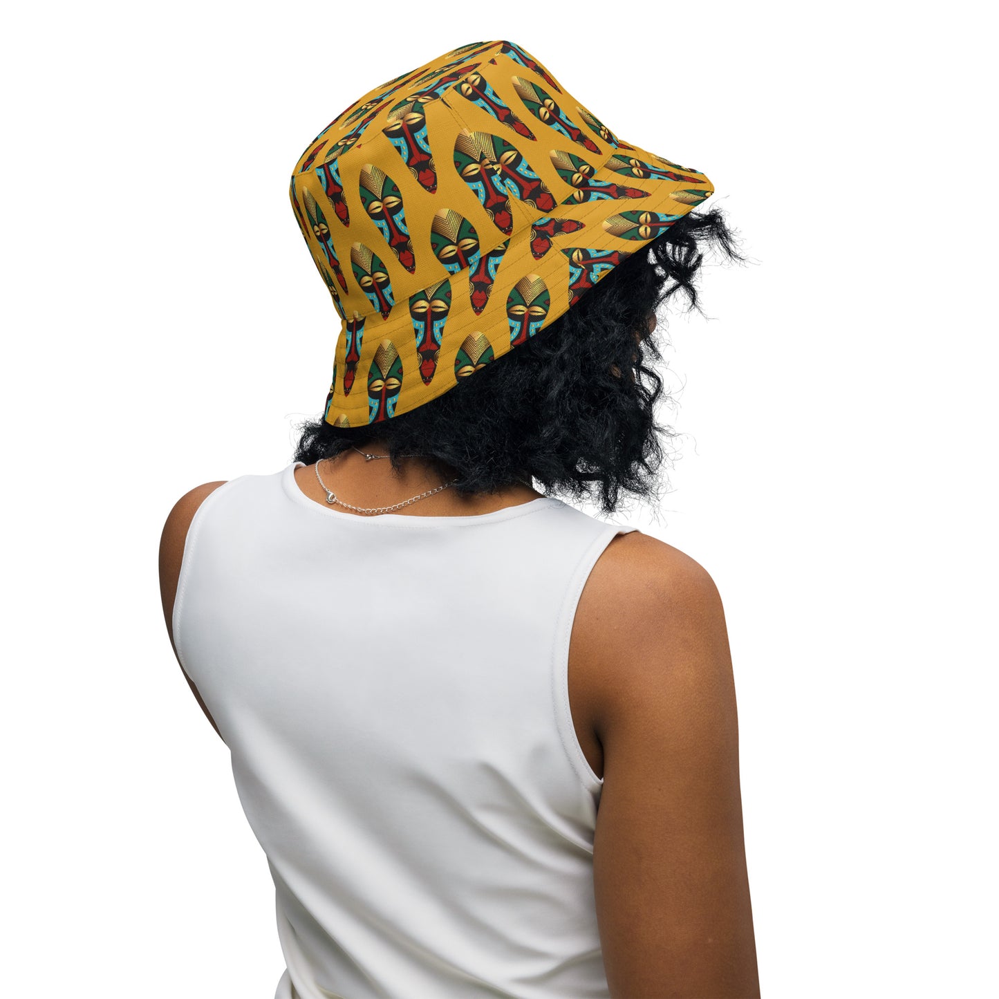 African Mask Buttercup Reversible bucket hat