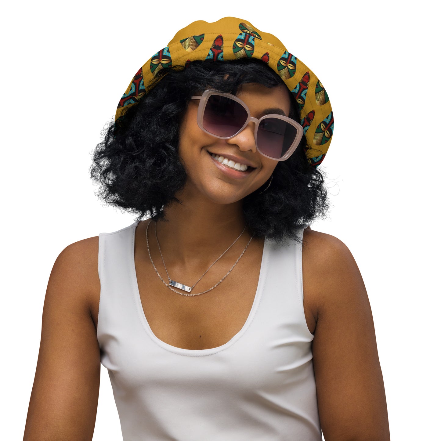 African Mask Buttercup Reversible bucket hat