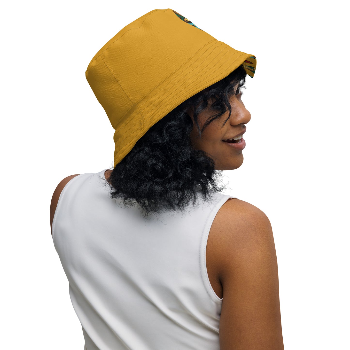 African Mask Buttercup Reversible bucket hat