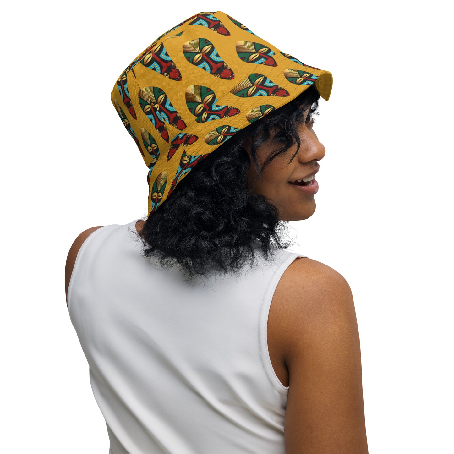 African Mask Buttercup Reversible bucket hat