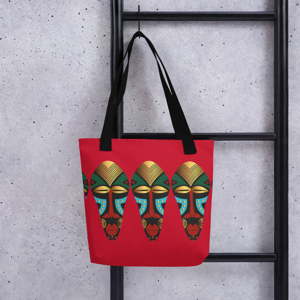 African Mask Black Tote bag