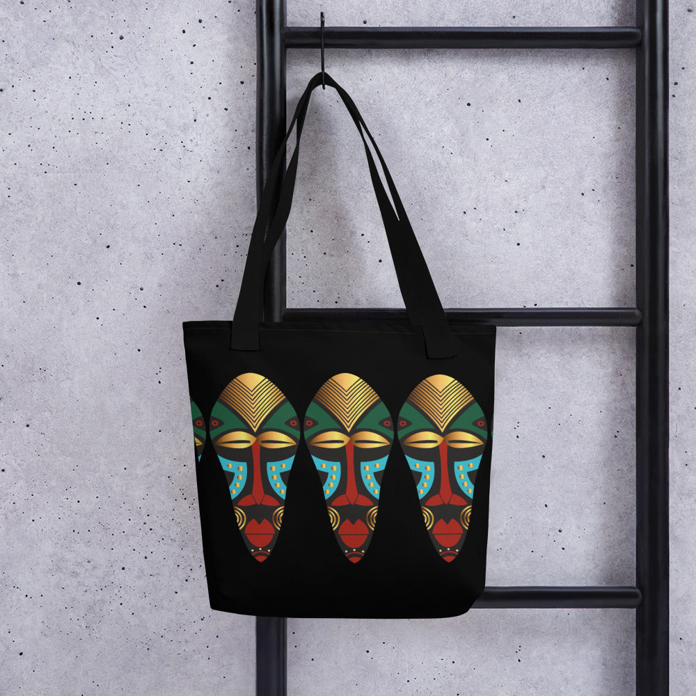 African Mask Black Tote bag