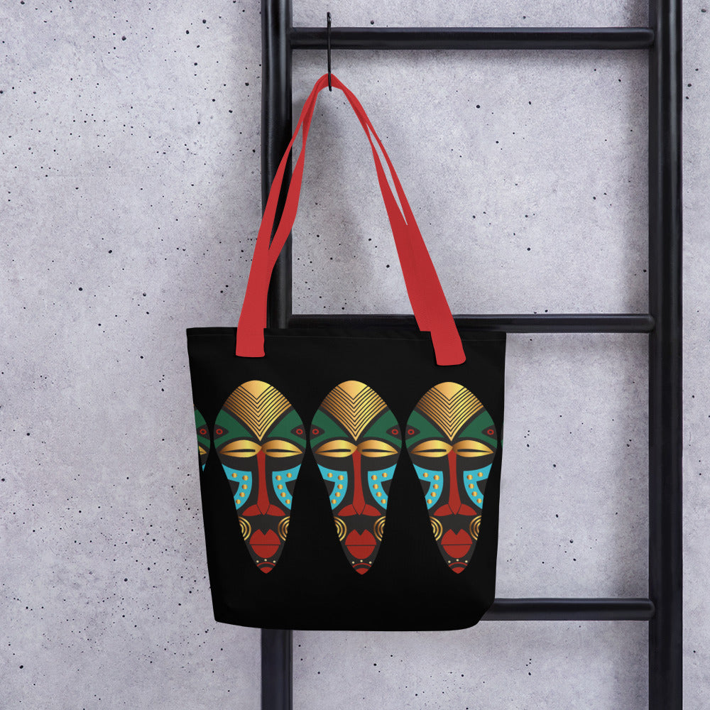 African Mask Black Tote bag