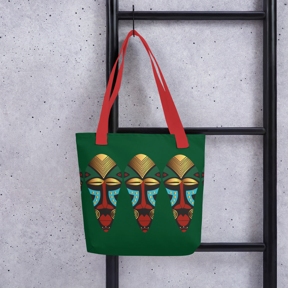 African Mask Green Tote bag