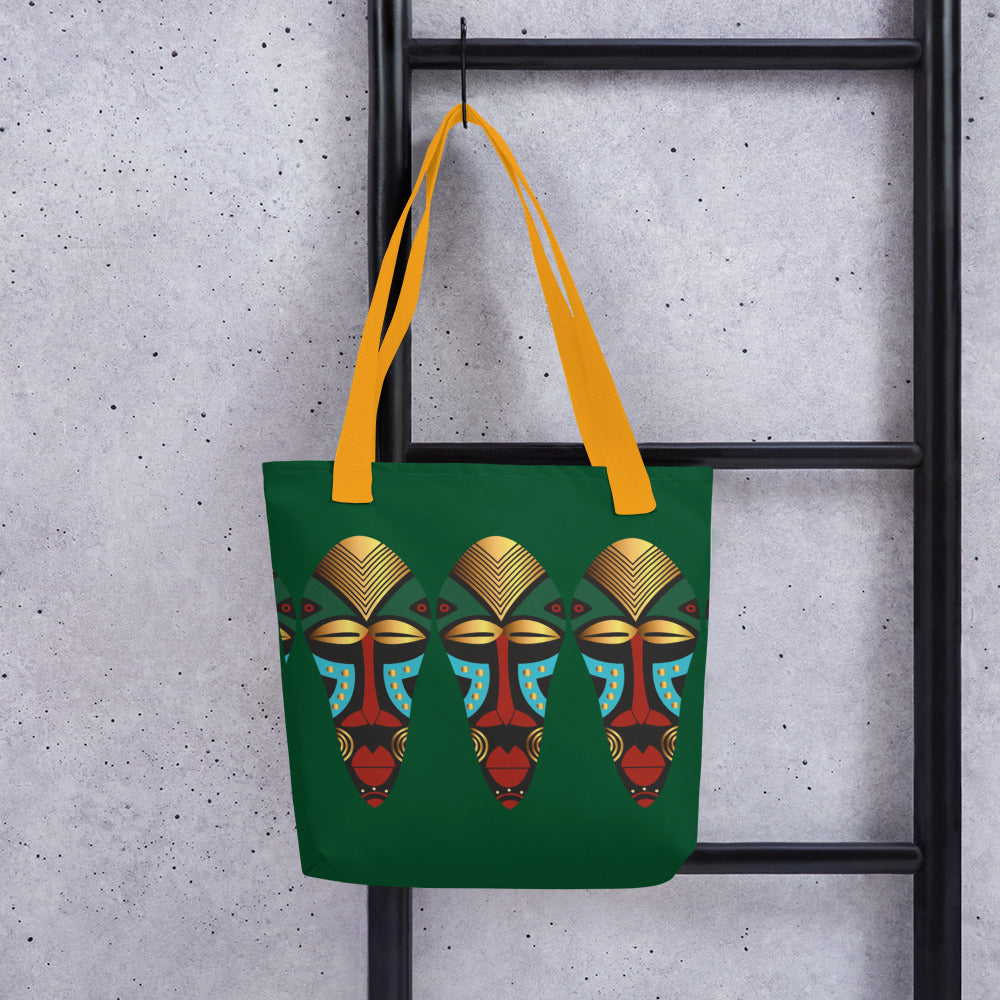 African Mask Green Tote bag