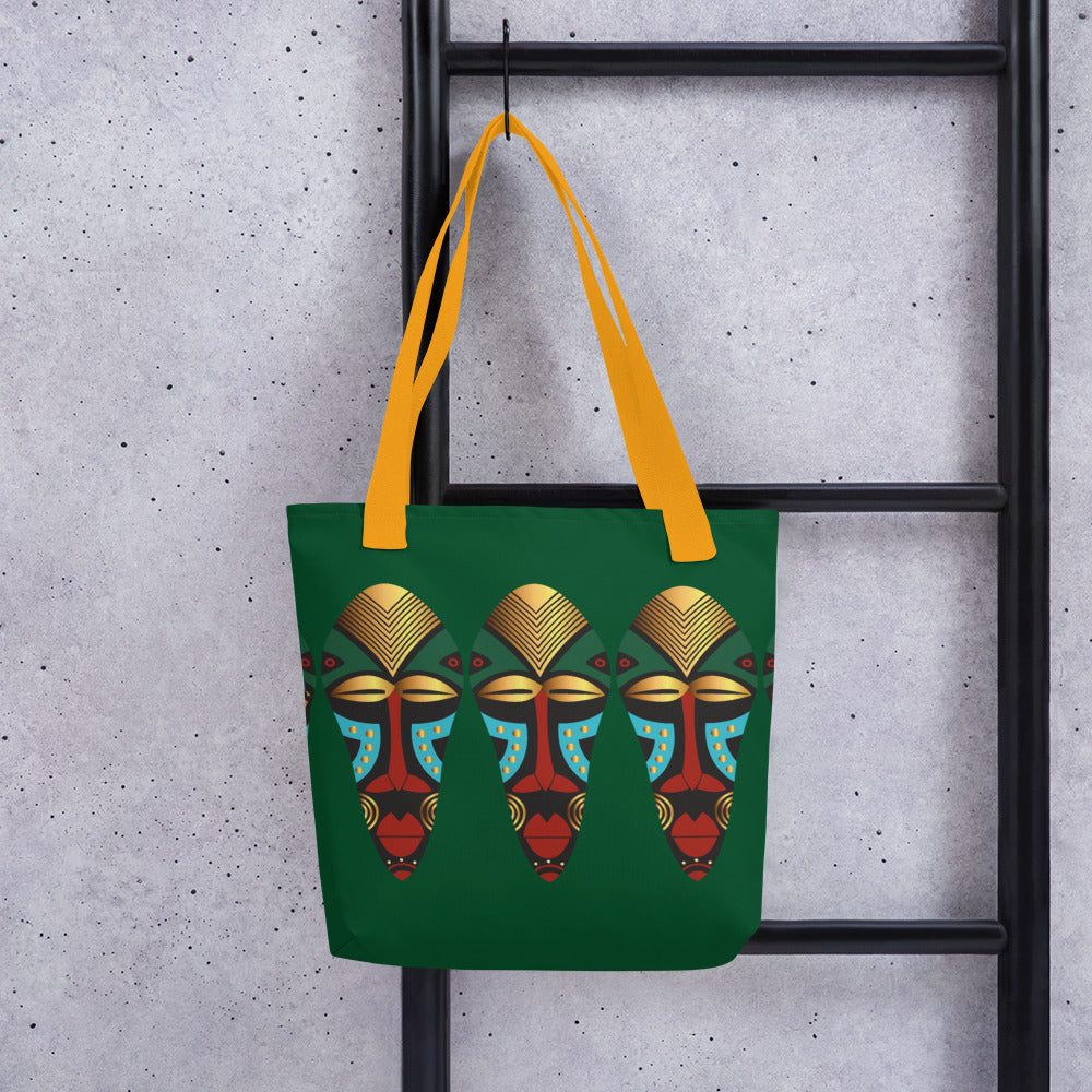 African Mask Green Tote bag