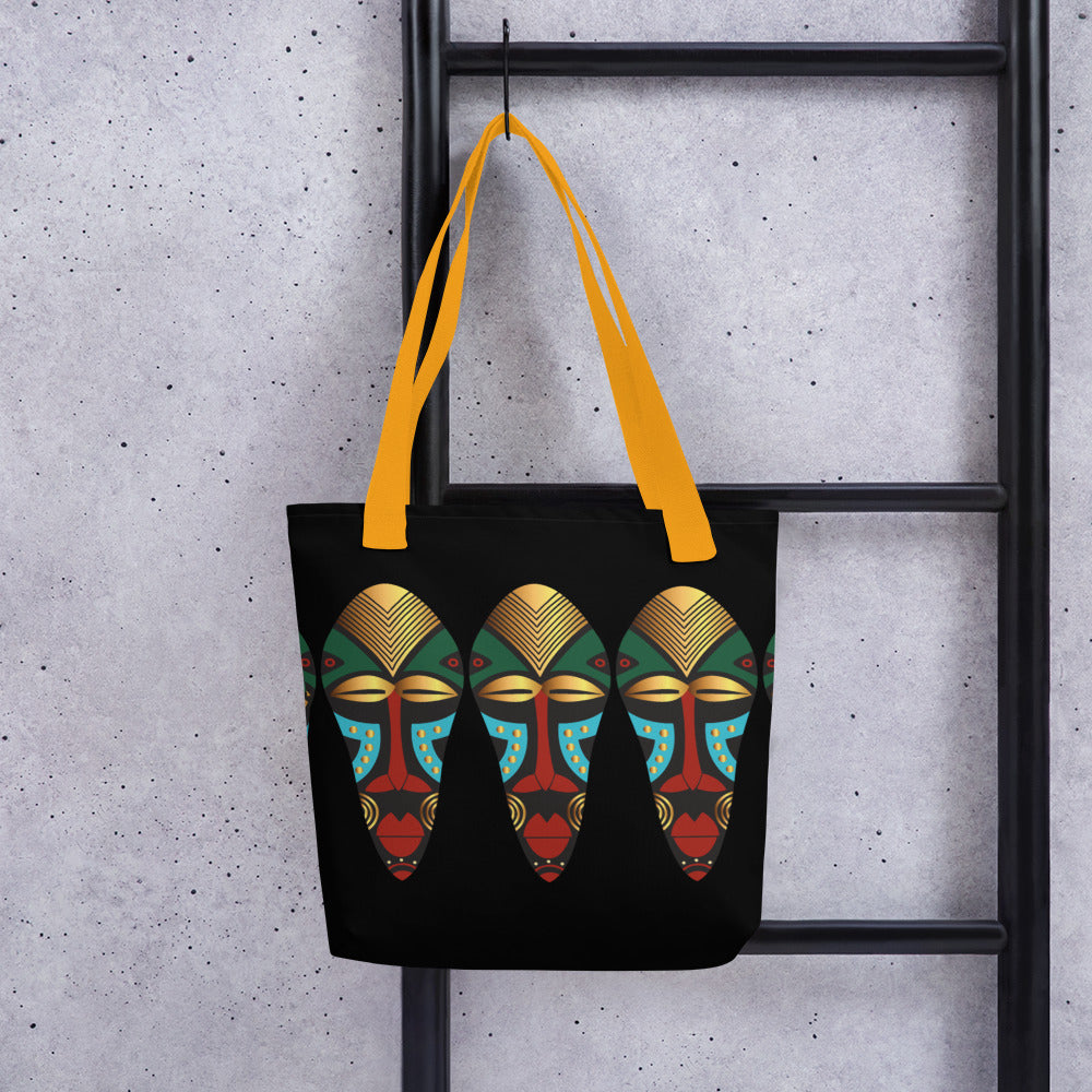 African Mask Black Tote bag