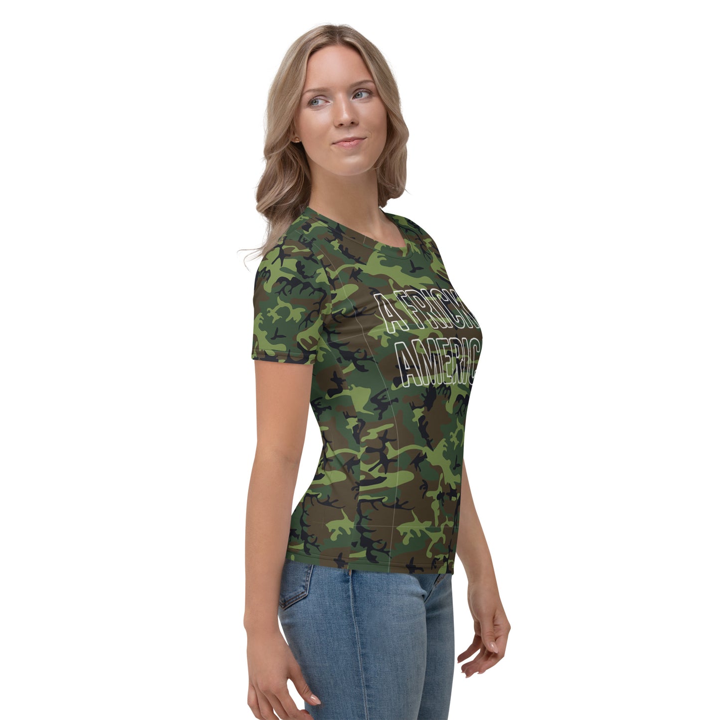 A Frickin American Camouflage White Letters Women's T-shirt