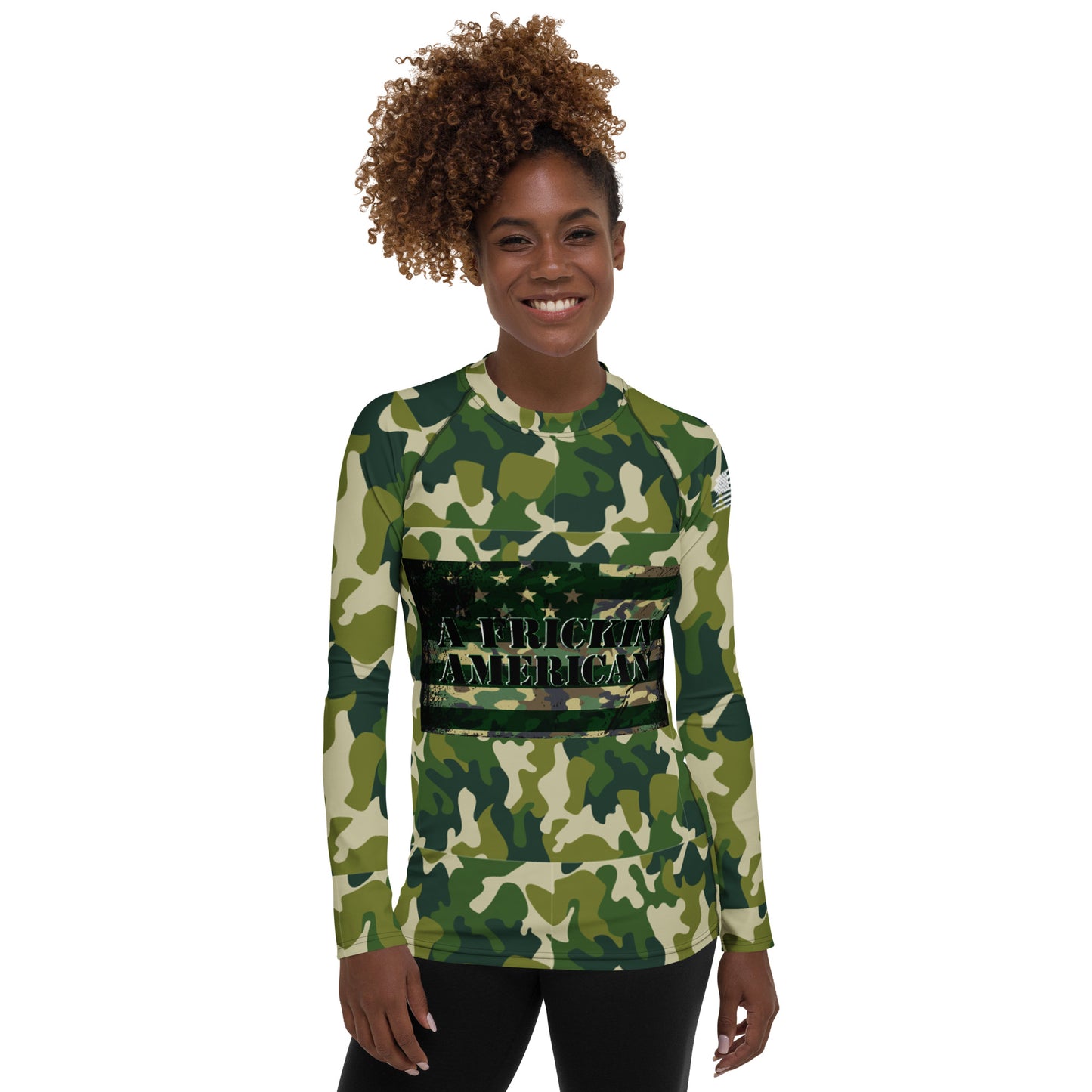 A Frickin American All Camouflage  Women's Rash Guard