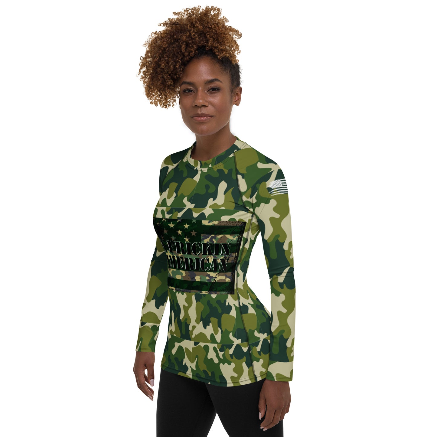 A Frickin American All Camouflage  Women's Rash Guard