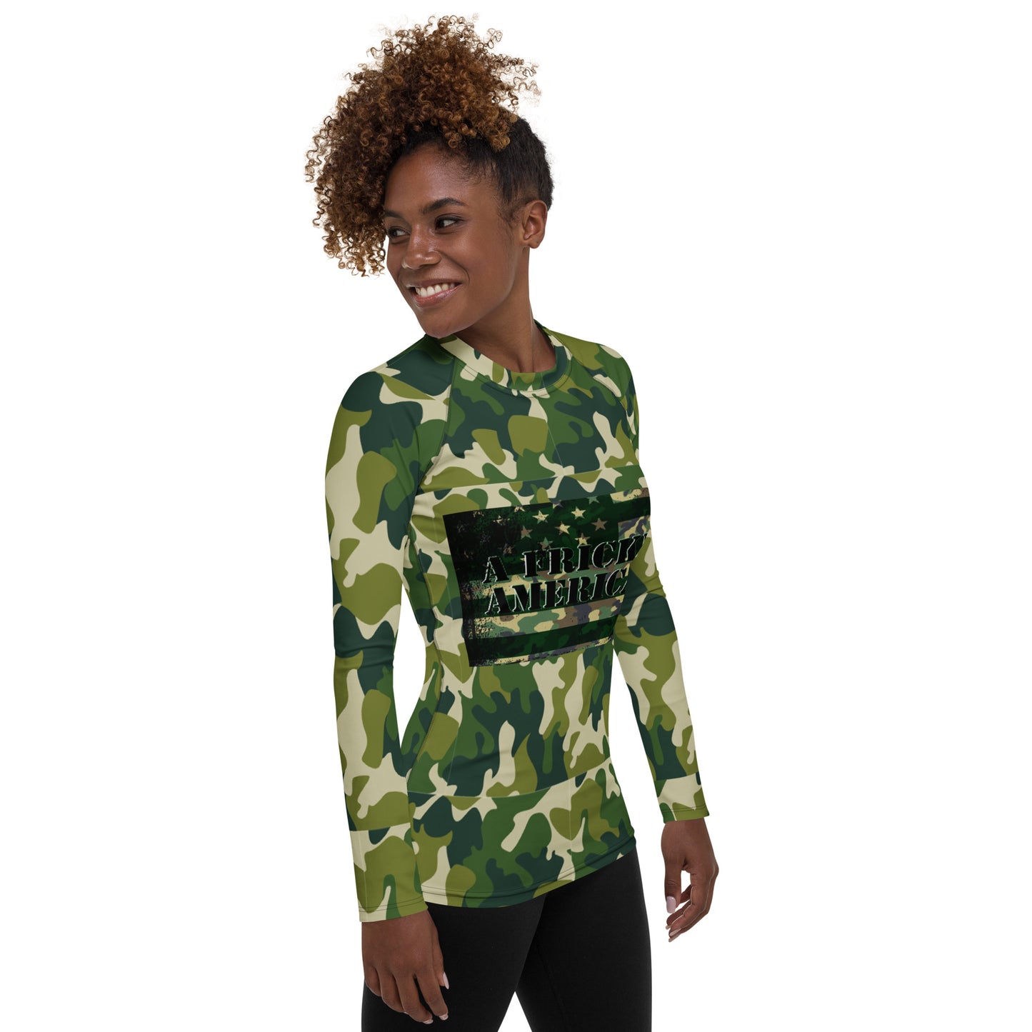 A Frickin American All Camouflage  Women's Rash Guard