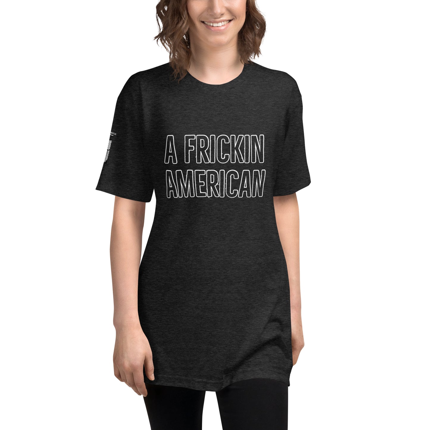 A Frickin American Outline Unisex Tri-Blend Track Shirt