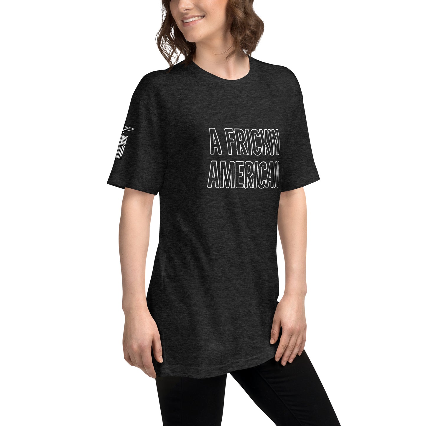 A Frickin American Outline Unisex Tri-Blend Track Shirt