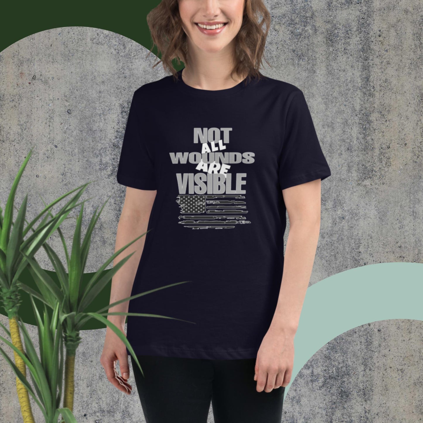 Not All Wounds Are Visible Flag Women,s Relaxed T-Shirt Women's Relaxed T-Shirt