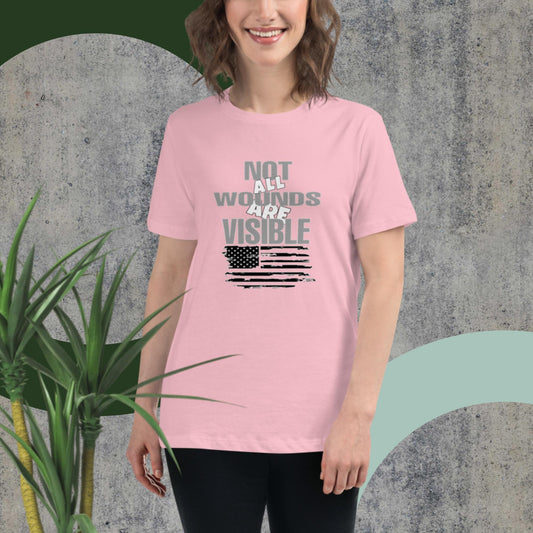 Not All Wounds Are Visible Flag Women,s Relaxed T-Shirt Women's Relaxed T-Shirt