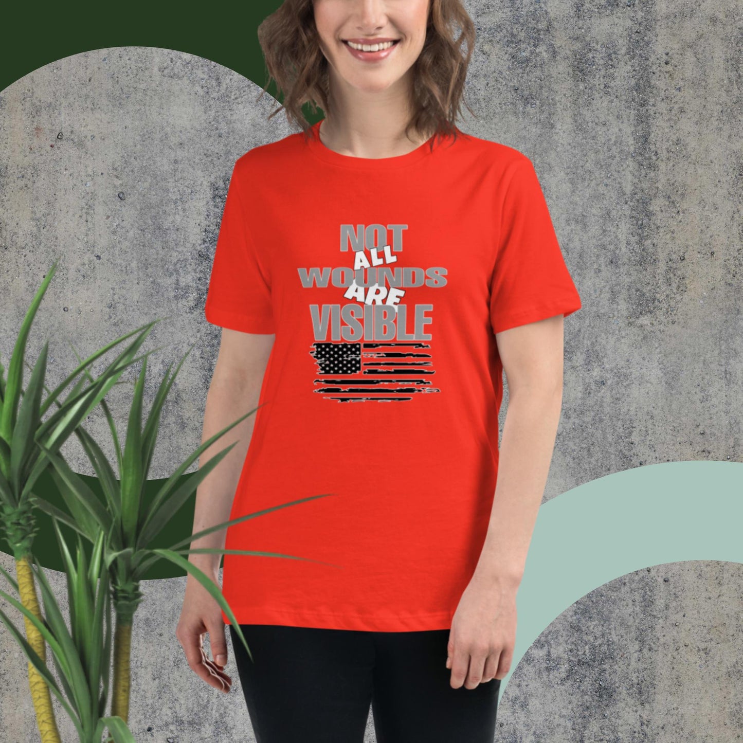 Not All Wounds Are Visible Flag Women,s Relaxed T-Shirt Women's Relaxed T-Shirt